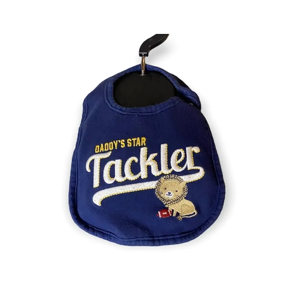 Just one You Carters Baby One Size Daddy's Star Tackler Blue Lion Bib